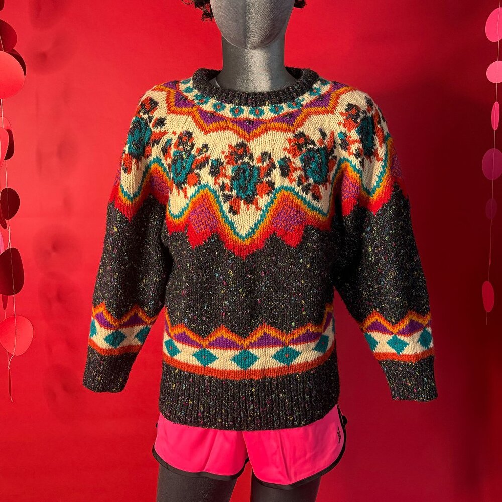 Vintage Crescendo Fair Isle Sweater – 1990s Street Style & Grunge Pullover